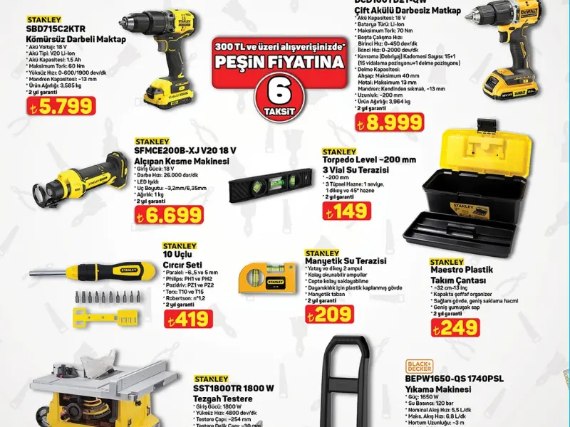 A101 Stanley Black+Decker ve DeWalt el aletlerini getiriyor