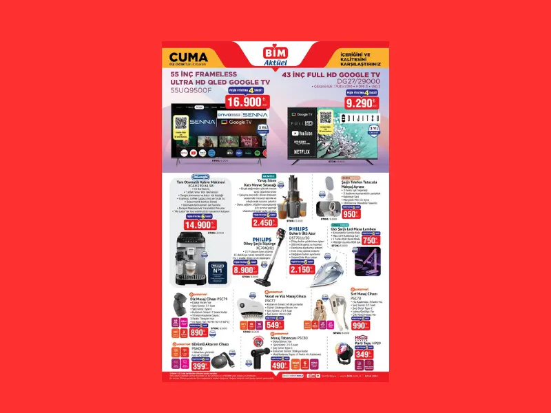 BİM marketler televizyon kahve makinesi ve dikey şarjlı süpürge satacak