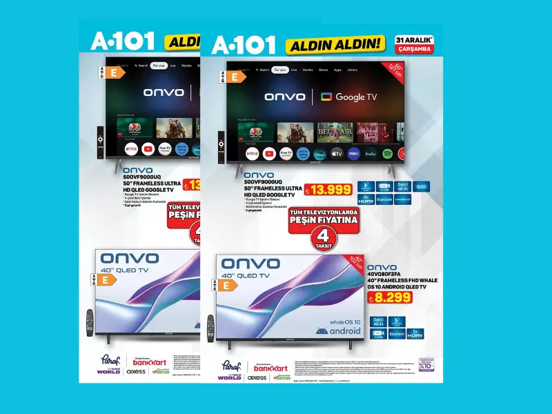 A101 marketler ONVO Android TV ve Google TV satacak