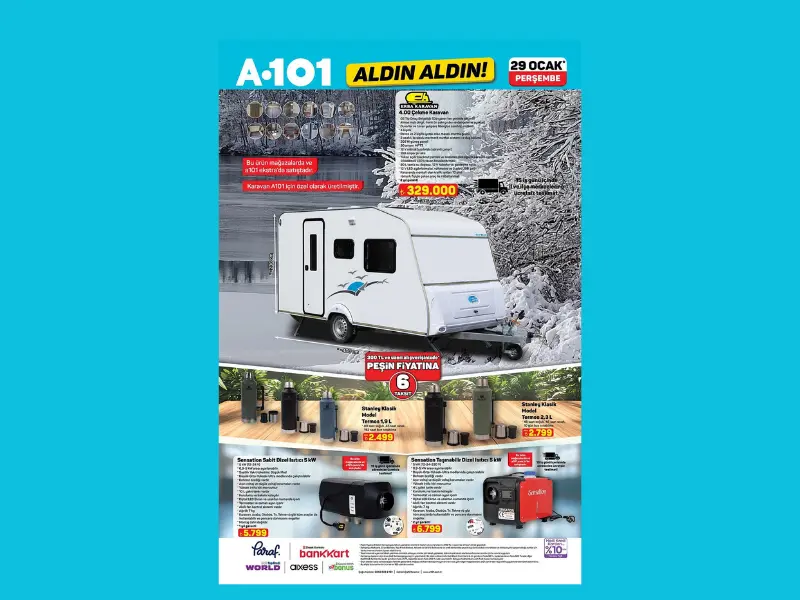 A101 marketlerde karavan ve kamp ürünleri satışta