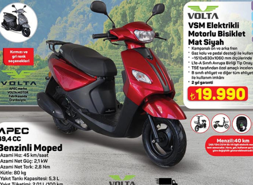 A101 uygun fiyatlı elektrikli ve benzinli motosikletleri satışa sunuyor