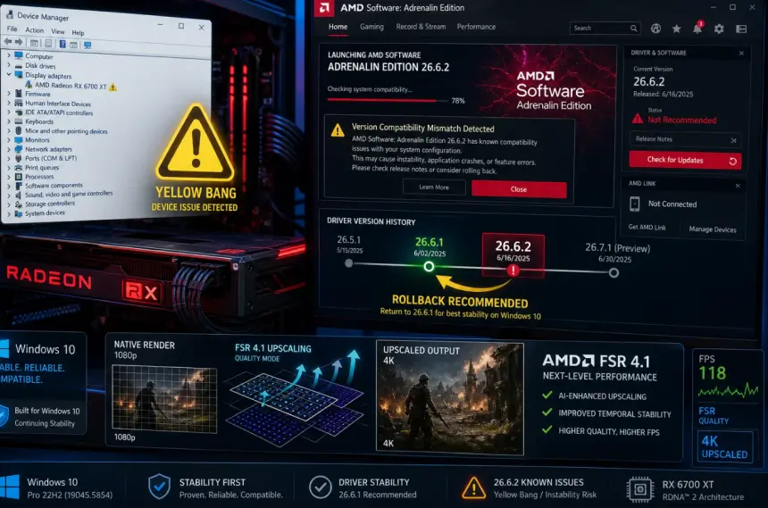 AMD, Windows 10 kullanıcılarını uyardı: Adrenalin 26.6.2 sürücüsünde Radeon RX ekran kartlarını etkileyen hata doğrulandı