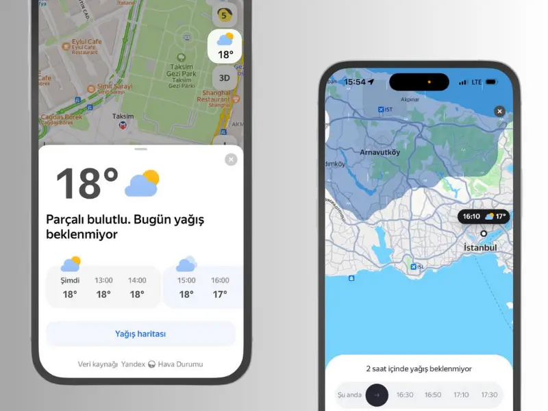 Yandex Maps’e gerçek zamanlı hava durumu özelliği geldi