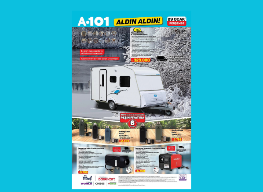 A101 marketlerde karavan ve kamp ürünleri satışta