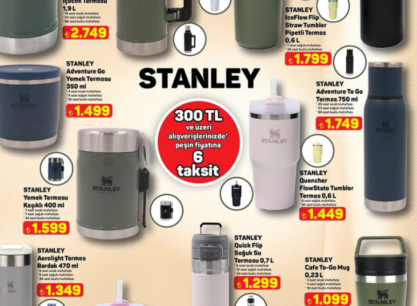 A101 marketler Stanley termos satacak