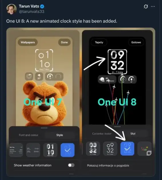 One UI 8’e Yeni Animasyonlu Saat Stili Geliyor: Samsung Arayüzünü Daha Canlı Hale Getiriyor